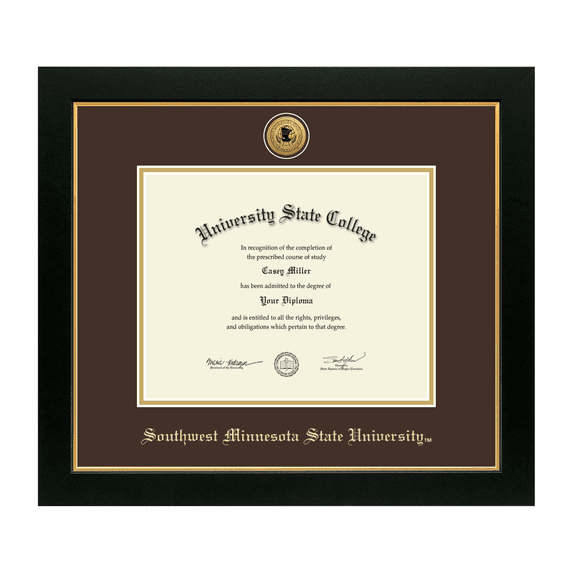 Framerly - Southwest Minnesota State Diploma Frame with Brown and Gold Mat