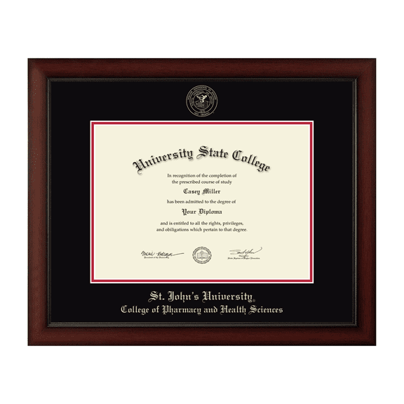 Framerly - St. John's , New York Pharmacy Diploma Frame with Black and Red Mat