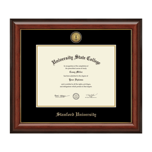 Framerly - Stanford Diploma Frame with Black and Gold Mat