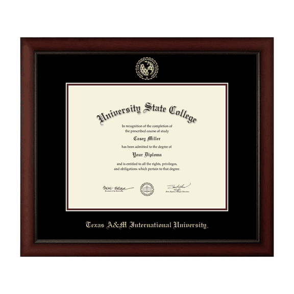 Framerly - TAMIU Diploma Frame with Black and Maroon Mat