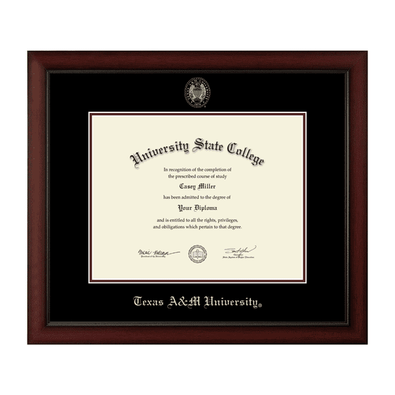Framerly - TAMU Diploma Frame with Black and Maroon Mat
