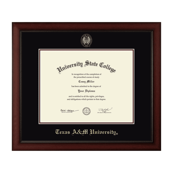 Framerly - TAMU Diploma Frame with Black and Maroon Mat