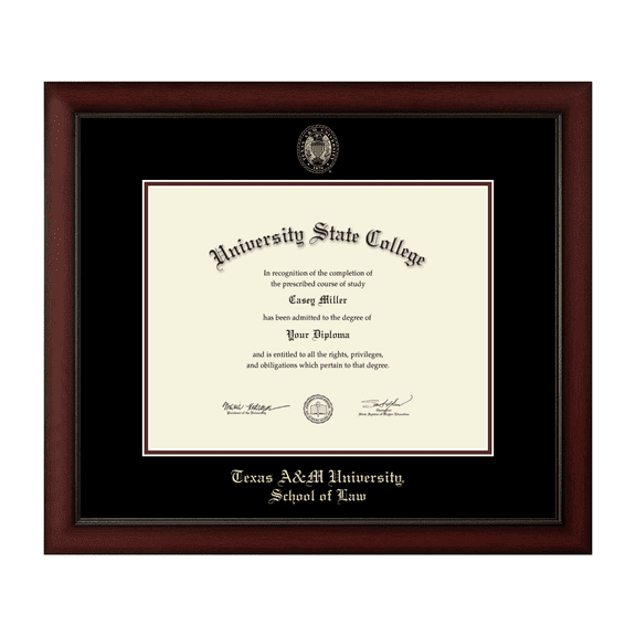 Framerly - TAMU Law Diploma Frame with Black and Maroon Mat