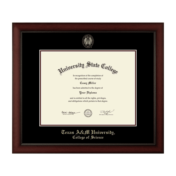 Framerly - TAMU Science Diploma Frame with Black and Maroon Mat