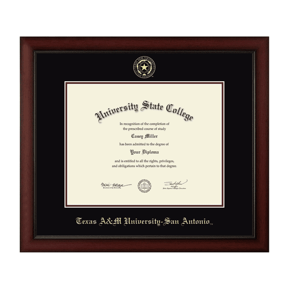Framerly - TAMUSA Diploma Frame with Black and Maroon Mat