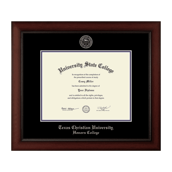 Framerly - TCU Honors Diploma Frame with Black and Purple Mat