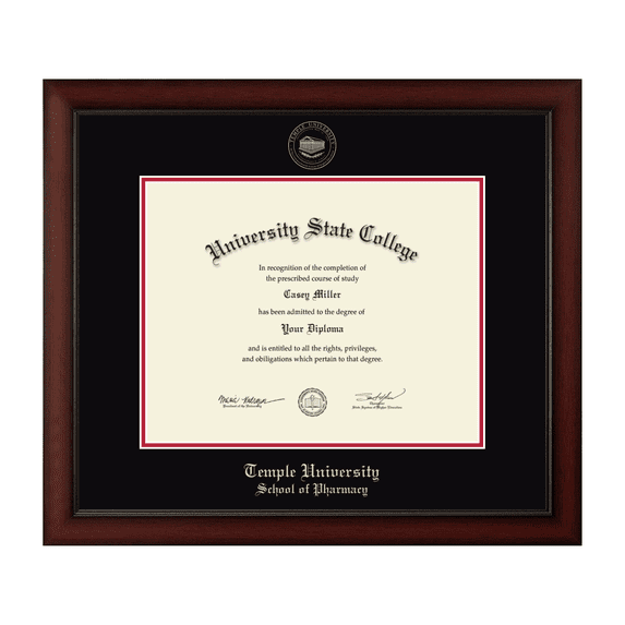 Framerly - Temple Pharmacy Diploma Frame with Black and Red Mat