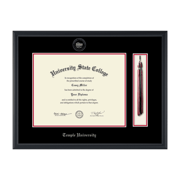 Framerly - Temple Tassel Diploma Frame with Black and Red Mat