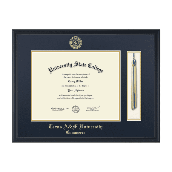 Framerly - TAMUC Tassel Diploma Frame with Navy and Gold Mat