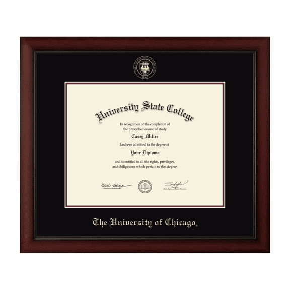 Framerly - U of C Chicago Residency Certificate Frame with Black and Maroon Mat