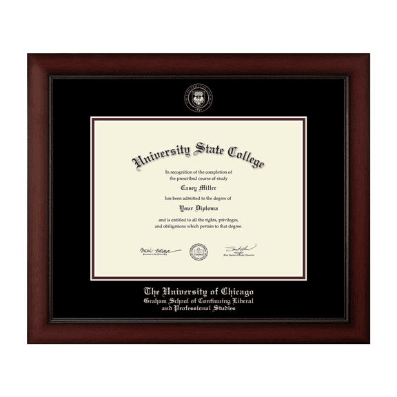 Framerly - U of C Studies Diploma Frame with Black and Maroon Mat