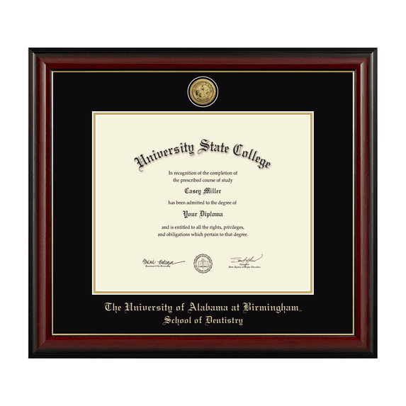 Framerly - UAB Dentistry Diploma Frame with Black and Gold Mat