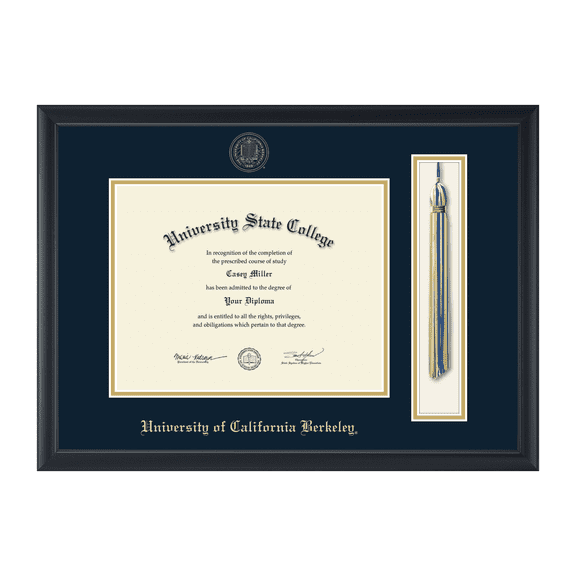 Framerly - UC Berkeley Tassel Diploma Frame with Navy and Gold Mat