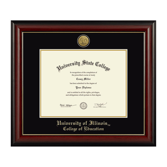 Framerly - UIUC Education Diploma Frame with Black and Gold Mat