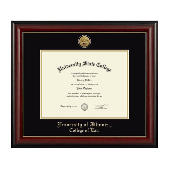 Framerly - UIUC Law Diploma Frame with Black and Gold Mat