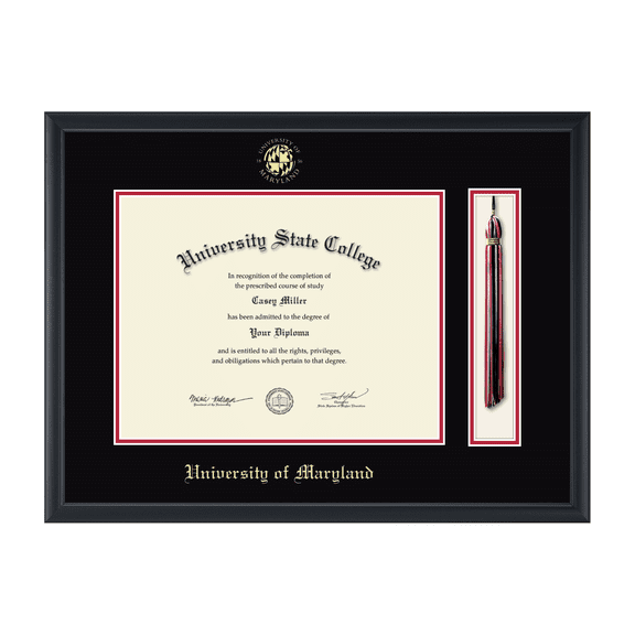 Framerly - UMD Tassel Diploma Frame with Black and Red Mat