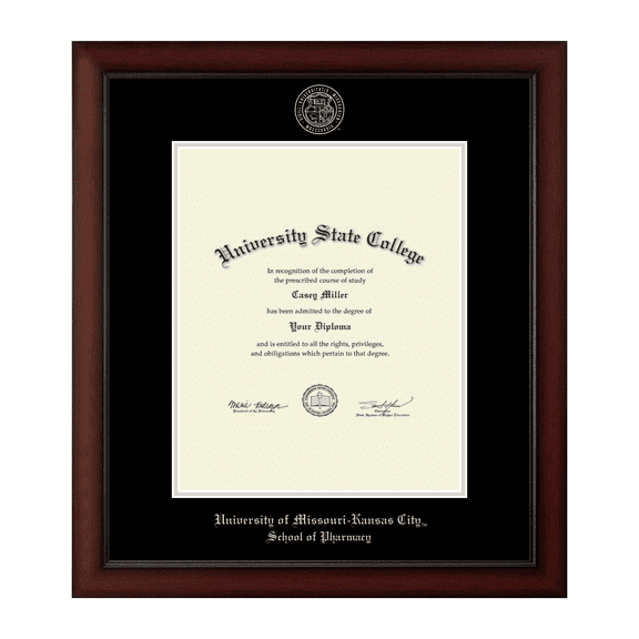 Framerly - UMKC Pharmacy Diploma Frame with Black and Silver Mat