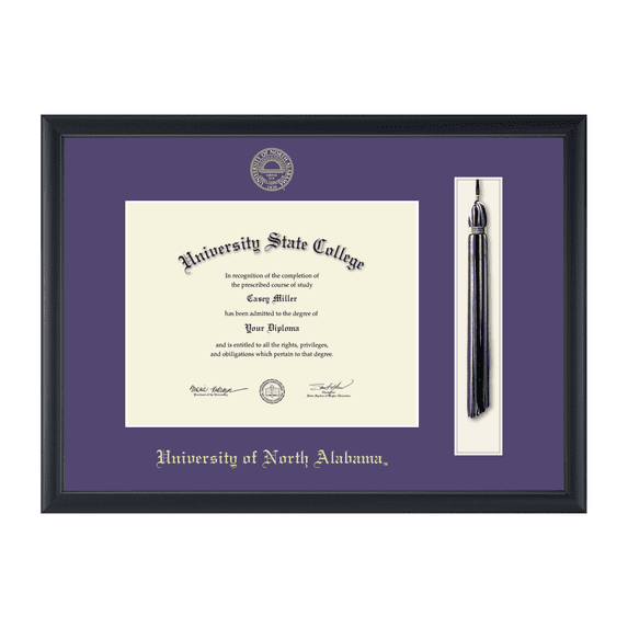 Framerly - UNA Tassel Diploma Frame with Purple Mat
