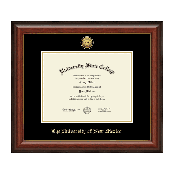 Framerly - UNM Diploma Frame with Black and Gold Mat
