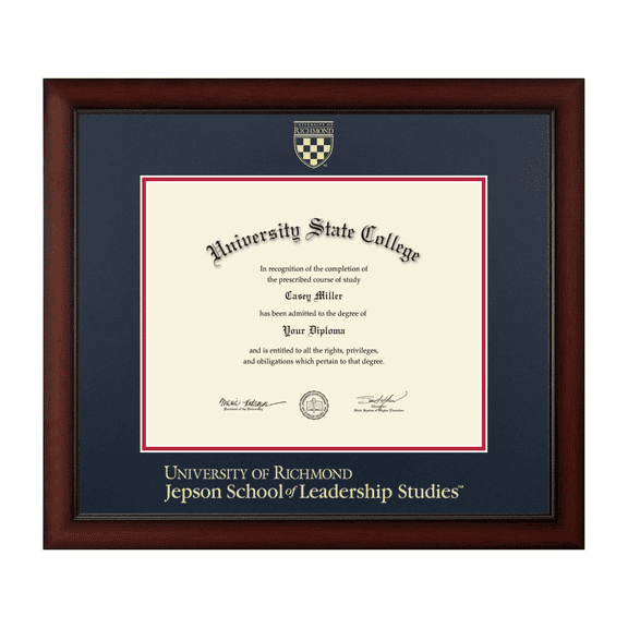 Framerly - UR Leadership Diploma Frame with Navy and Red Mat