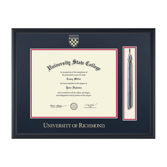 Framerly - UR Tassel Diploma Frame with Navy and Red Mat