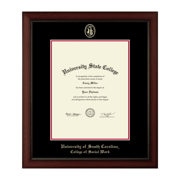 Framerly - USC Social Work Diploma Frame with Black and Red Mat
