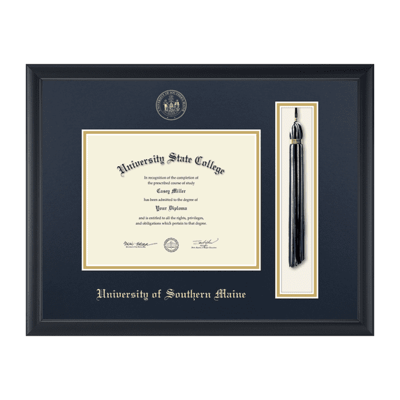 Framerly - USM Tassel Diploma Frame with Navy and Gold Mat