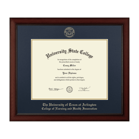 Framerly - UTA Nursing Diploma Frame with Navy and Gold Mat