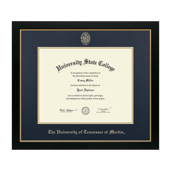 Framerly - UTM Diploma Frame with Navy and Gold Mat