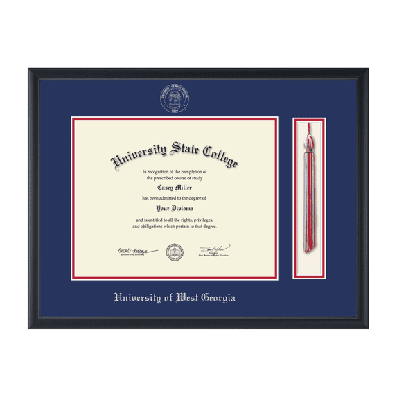 Framerly - UWG Tassel Diploma Frame with Royal Blue and Red Mat