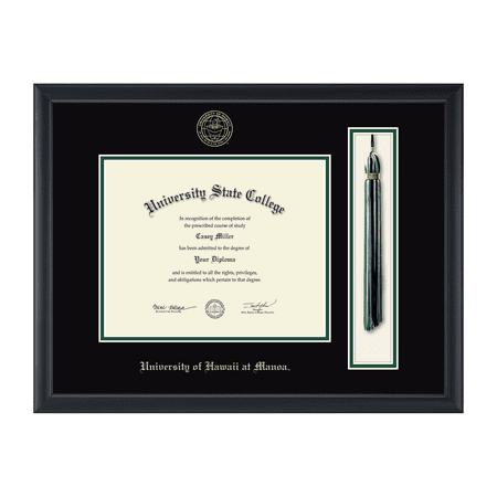 Framerly - Hawaii At Manoa Tassel Diploma Frame with Black and Tartan Green Mat