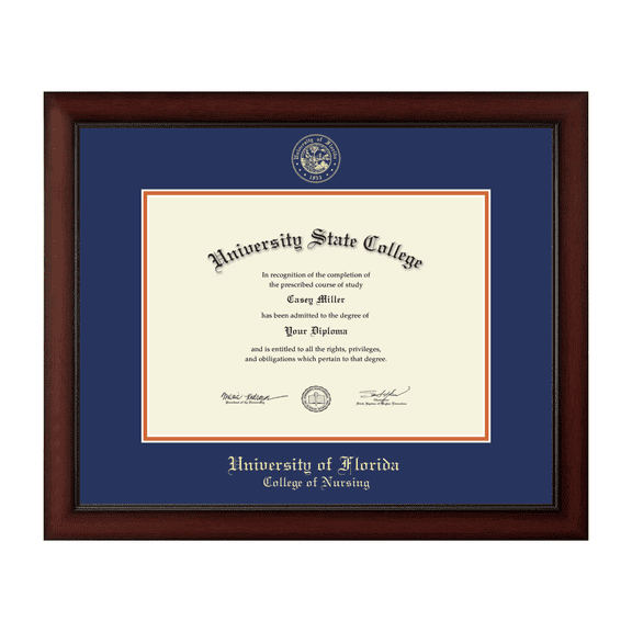 Framerly - University of Florida College of Nursing 16w x 11.5h Diploma Frame - Fits a bachelor's, master's and phd - Gold Embossed Diploma Frame