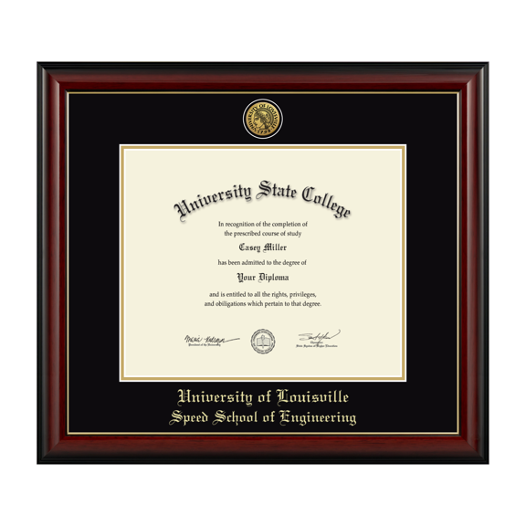 Framerly - Uofl Engineering Diploma Frame with Black and Gold Mat
