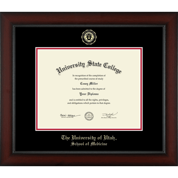 Framerly - Utah Medicine Diploma Frame with Black and Red Mat