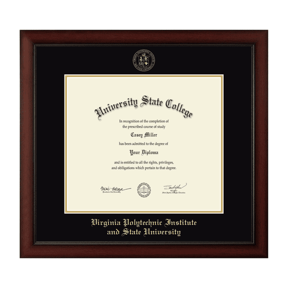 Framerly - VA Tech Diploma Frame with Black and Gold Mat