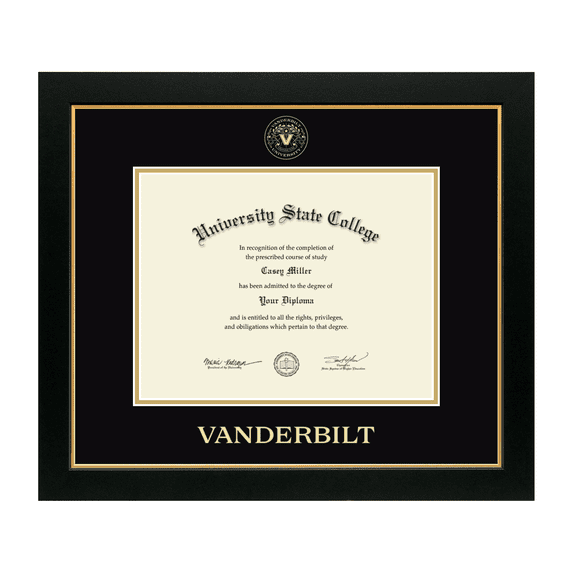 Framerly - Vanderbilt Diploma Frame with Black and Gold Mat