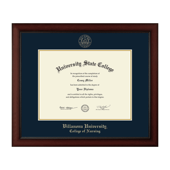 Framerly - Villanova Nursing Diploma Frame with Navy and Gold Mat
