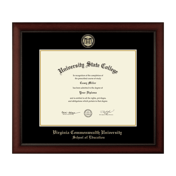 Framerly - Virginia Commonwealth Education Diploma Frame with Black and Gold Mat