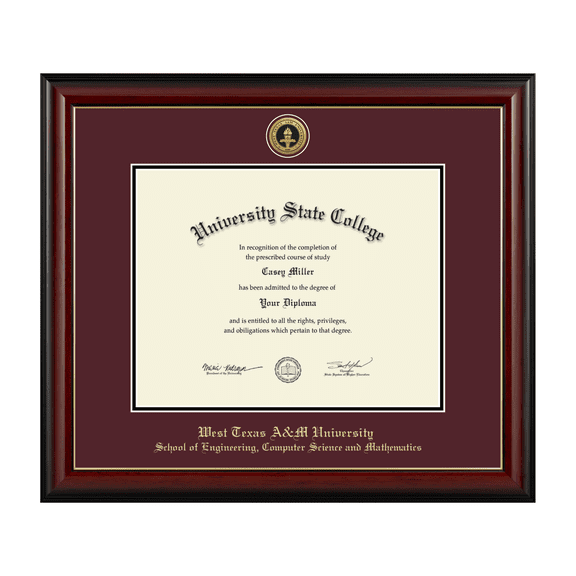 Framerly - WTAMU Computer Science Diploma Frame with Maroon and Black Mat