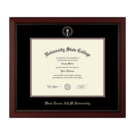 Framerly - WTAMU Diploma Frame with Black and Maroon Mat