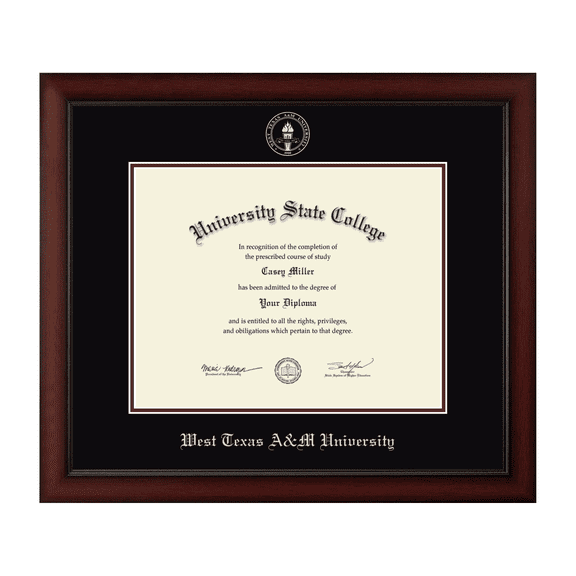 Framerly - WTAMU Diploma Frame with Black and Maroon Mat