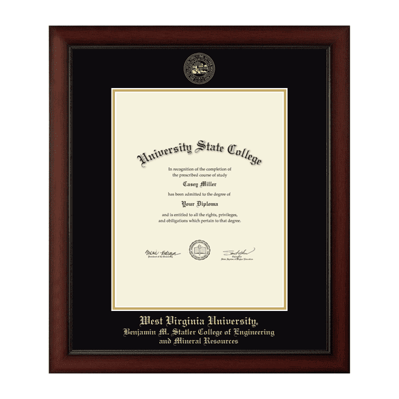 Framerly - WVU Engineering Diploma Frame with Black and Gold Mat