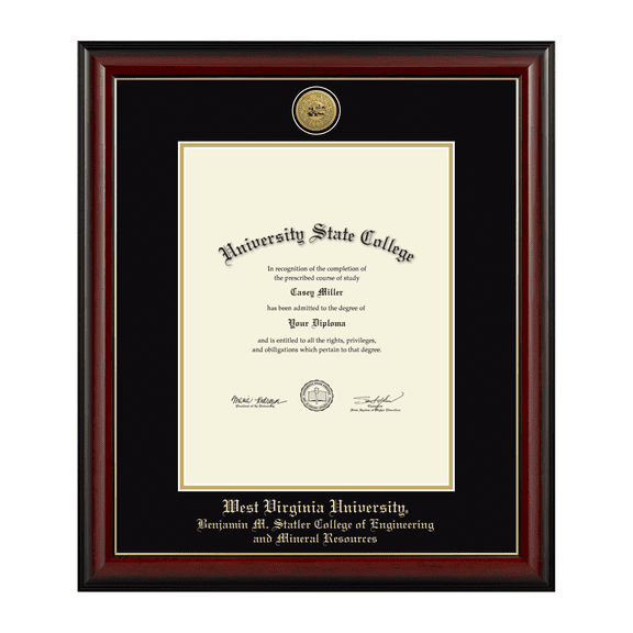 Framerly - WVU Engineering Diploma Frame with Black and Gold Mat