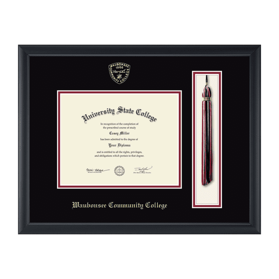 Framerly - Waubonsee Tassel Diploma Frame In Black Moulding