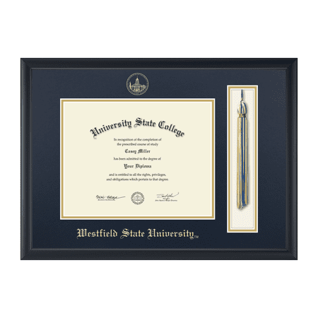 Framerly - Westfield State Tassel Diploma Frame with Navy and Gold Mat