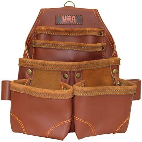 Framers Tool Pouch | Leather Tool Bag with 5 Pockets for Carpenters, Electricians, Plumbers, Constructors and Handyman$$Tools