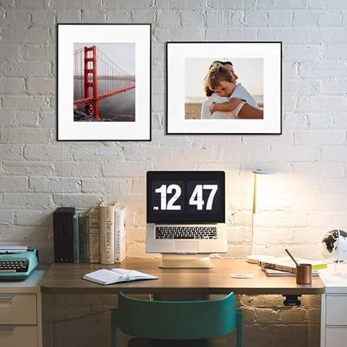 Frametory, 11x14 Aluminum Picture Frame - 11 x 14 Black Frame with Removable Mat for 8 x 10 Photo - 14 by 11 Durable Metal Frame with Real Glass - Sawtooth Hanger for Easy Wall Display - 1 Pack