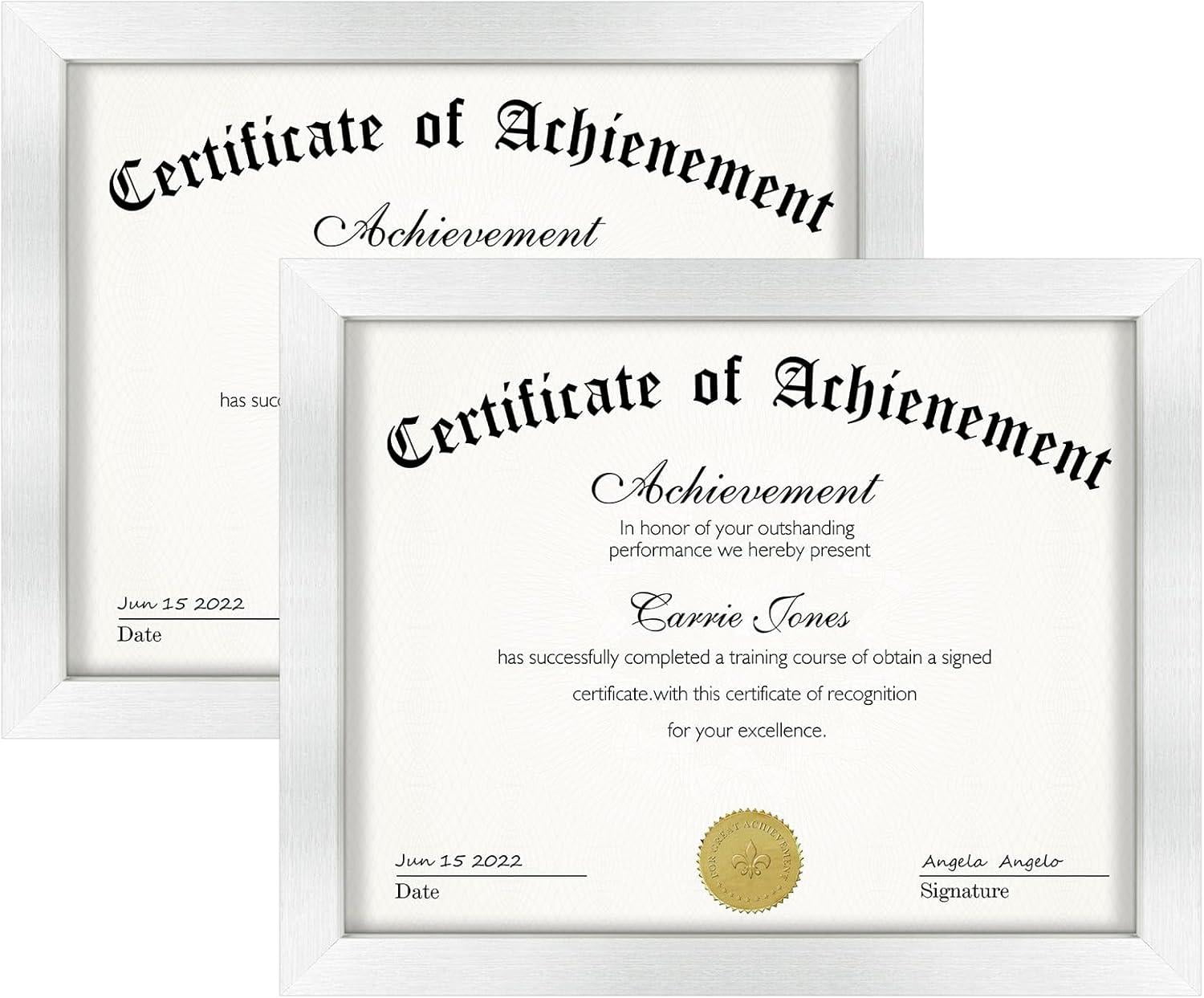 Frametory, 8.5x11 Silver Picture Frame, Set of 2, Real Glass, Diploma ...