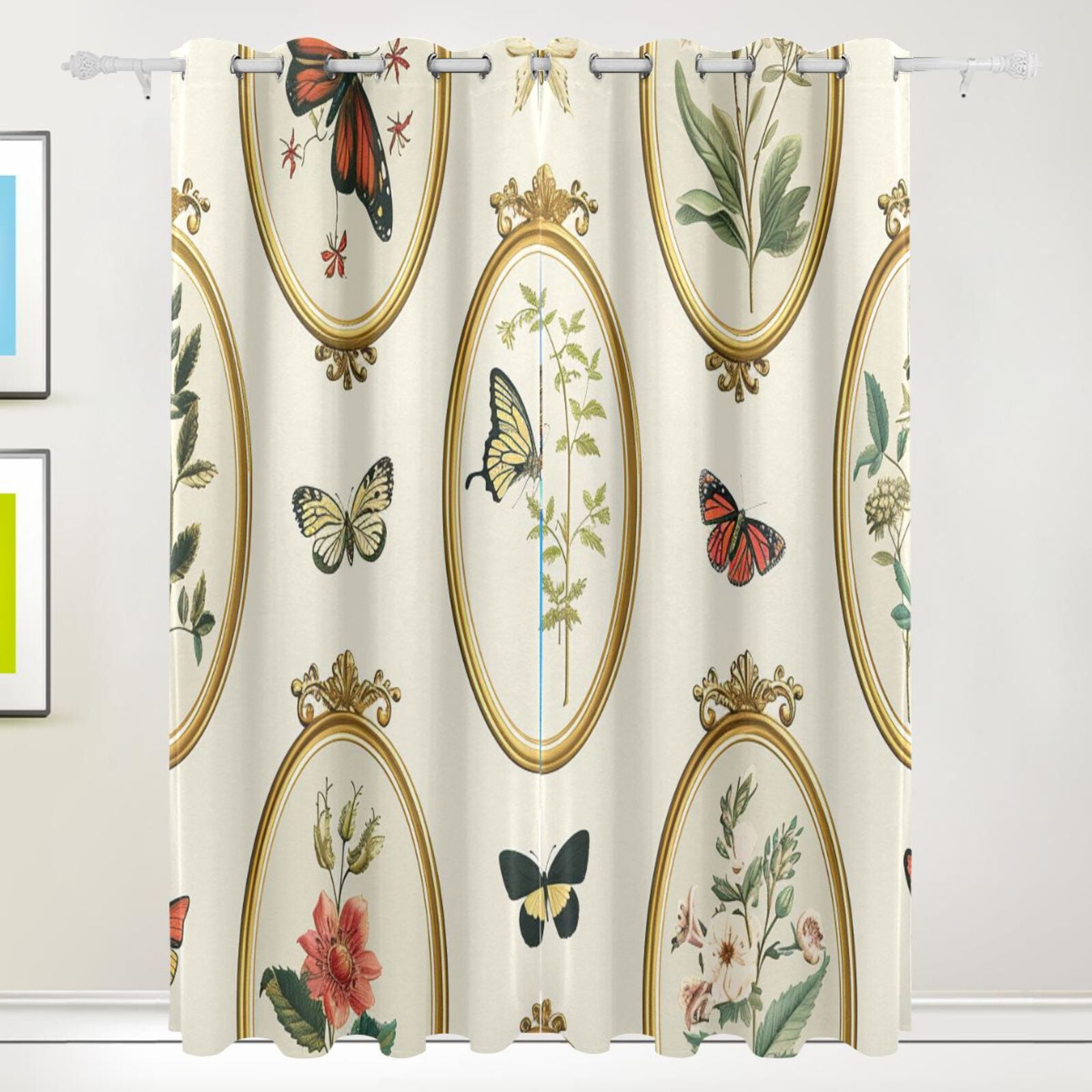 Frameworks Butterflies Leaves Black Out Curtains 72 Inch Length Curtains for Sliding Glass Doors Bedroom Living Room 2 Pack