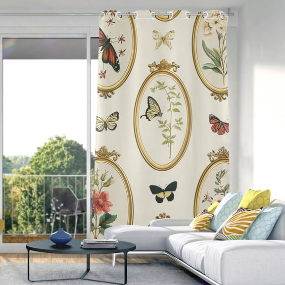 Frameworks Butterflies Leaves Blackout Curtain Panels Drapes Privacy Assured with Light Filtering Curtains for Living room Bedroom Bathroom Window